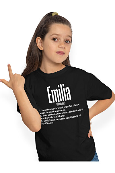 StoryGift Romania Tricou Copii Fete Cu Numele Emilia, si Mesaj Amuzant, Curio...