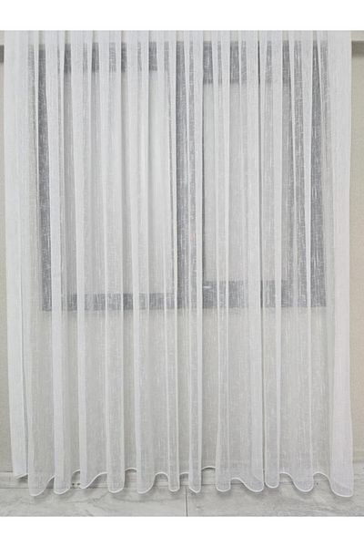 BBB Natural Linen Textured Stylish Tulle Curtain Ecru 1 E 3 Pleated Et5002Naturel