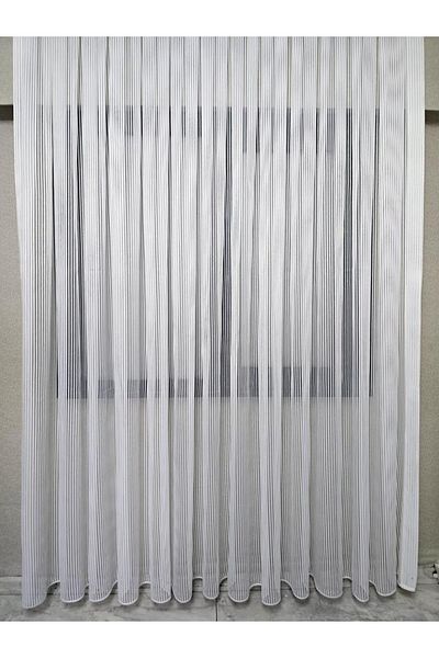BBB Thick Striped Silver Glitter Tulle Curtain Ecru 1 E 3 Pleated Et4010Gumus