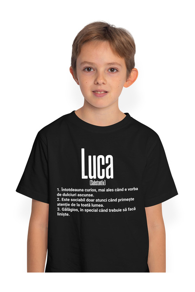 StoryGift Romania Tricou Copii Baieti Cu Numele Luca, Cu Mesaj Amuzant, Curio...