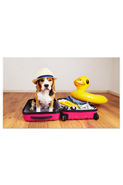 StoryGift Romania Tablou Canvas Caine Beagle In Palarie De Paie, Calatorie, Vara, Vacanta, Amuzant 12