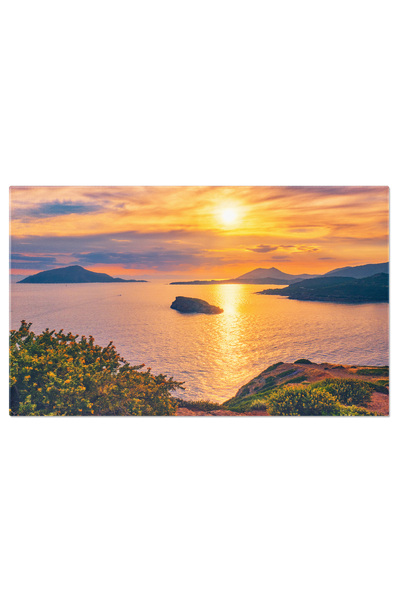 StoryGift Romania Tablou Canvas - Marea Egee Inflorita: Apus, Flori Si Peisaj...