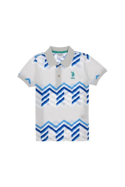 U.S. Polo Assn. Tricou cu gât polo gri deschis pentru băiat 50299699-vr001