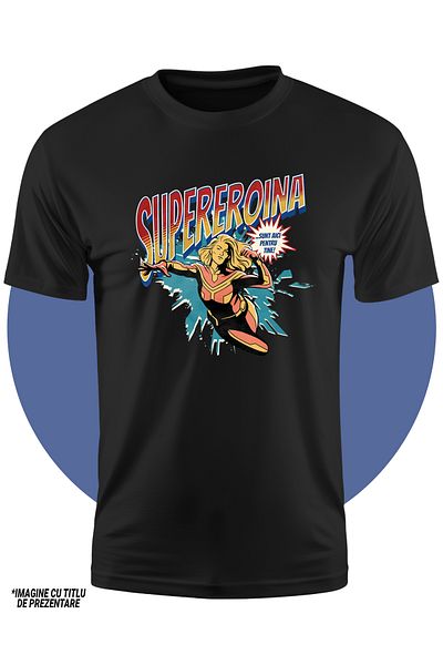 StoryGift Romania Tricou Copii Fete Super Eroina, Supererou Sunt Aici Pentru Tine 100% Bumbac, Unisex, Negru