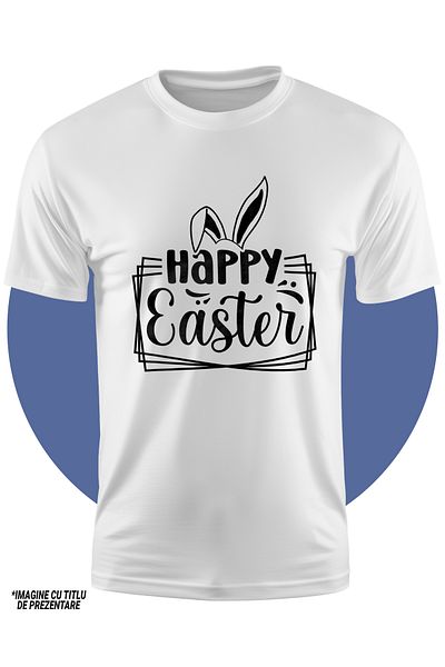 StoryGift Romania Children's T-shirt with rabbit ears and the text "Happy Easter!" - greeting 100% Cotton, Unisex, A
