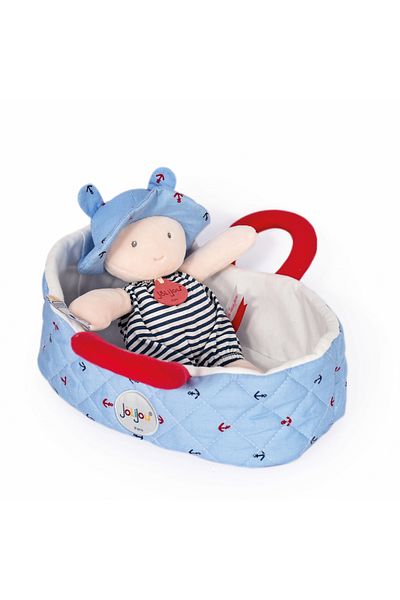 JOLIJOU Bebelus din plus in cosulet matlasat - Mathis, 20 cm, roz
