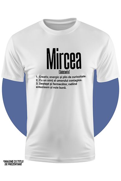 StoryGift Romania Tricou Copii Baieti Cu Numele Mircea, Cu Mesaj Motivational, Creativ, Energic, Curios, Des