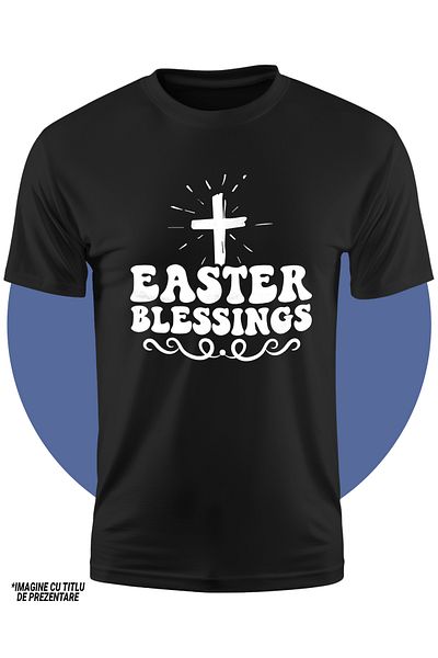 StoryGift Romania Tricou Copii cu o cruce si textul in engleza "Easter blessings" - binecuvantari de Paste 1