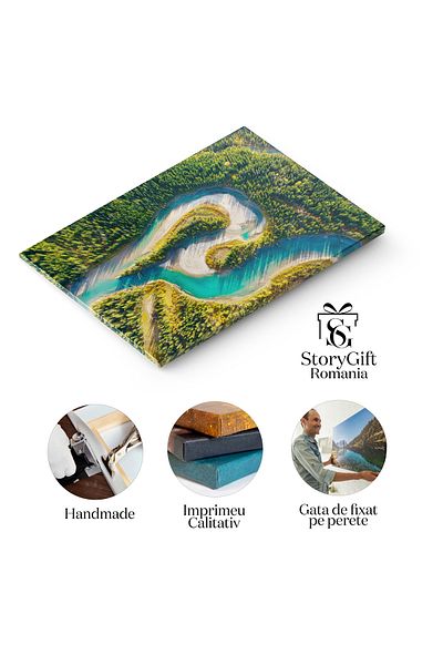 StoryGift Romania Tablou Canvas Raul Printre Copaci, Privire Aeriana, Peisaj, Natura, Apa, Aerian 43