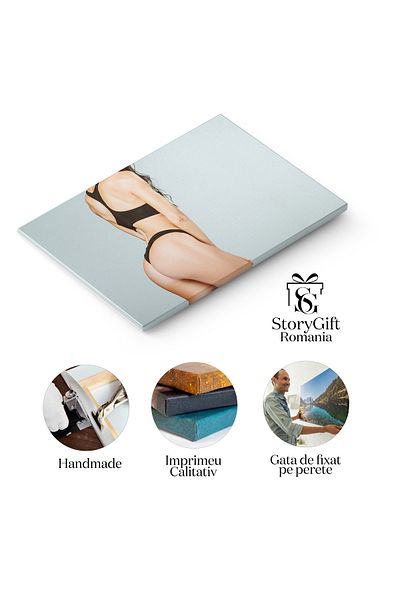 StoryGift Romania Tablou Canvas - Forma Fizica Si Seductie: Feminitate Sportiva Pe Gri