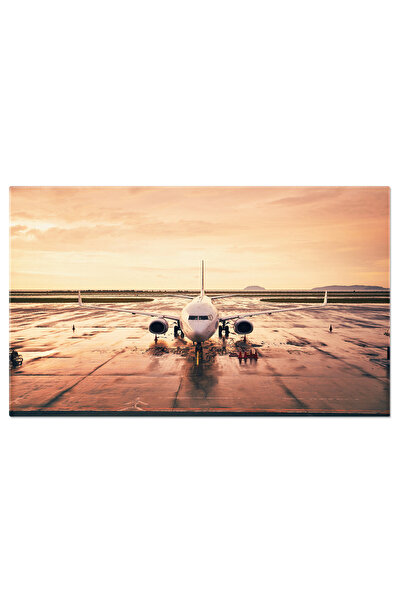 StoryGift Romania Tablou Canvas Avion Pe Aeroport In Orasul De Aur, Avion, Aeroport, Pista, Calatorie, Asfalt, Ur