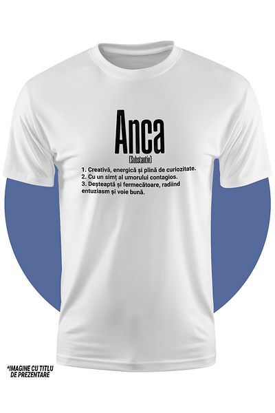 StoryGift Romania Tricou Copii Fete Cu Numele Anca, Si Mesaj Motivational, Creativa, Desteapta, Curioasa, Am