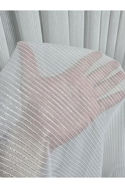 BBB Striped Gold Glitter Tulle Curtain Ecru 1 E 3 Pleated Et4020Gold