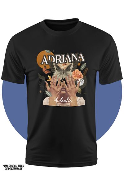 StoryGift Romania Tricou Copii Fete Cu Numele Adriana, Colaj Fata, Fluture, Flori, Cerc 100% Bumbac, Unisex,