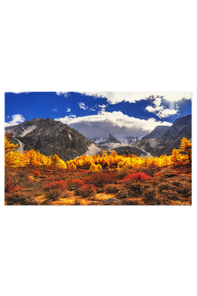 StoryGift Romania Tablou Canvas Muntele In Sezonul Toamnei In Rezervatia Naturala Yading, Peisaj Montan, Calatori