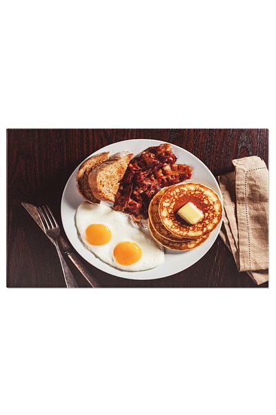 StoryGift Romania Canvas Print - American Breakfast With Bacon, Eggs And Toast, A Culinary Delight In A Pi