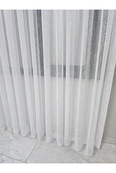 BBB Natural Linen Textured Stylish Tulle Curtain Ecru 1 E 3 Pleated Et5002Naturel