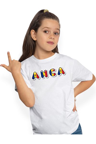 StoryGift Romania Tricou Copii Fete Cu Numele Anca, Romania, Suporter, Steagul Romaniei, Patriot 100% Bumbac
