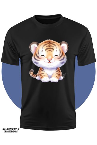 StoryGift Romania Children's T-shirt with a tiger cub, illustration, cheerful, good-natured, wild animal, nature, ace