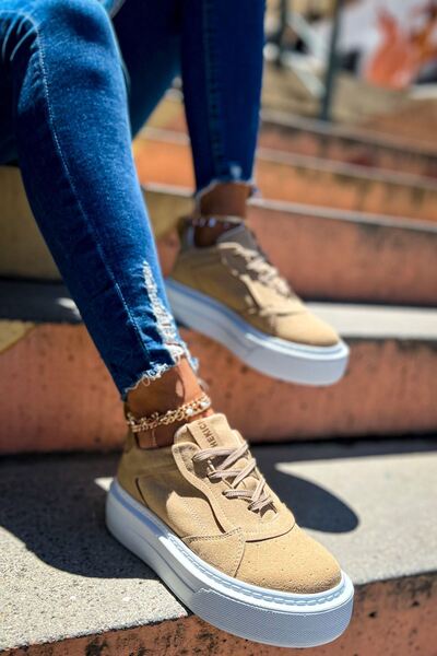 pabucmarketi Lace-Up Women's Sneakers Sand