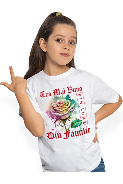 StoryGift Romania Tricou Copii Fete Cu Textul Cea Mai Buna Din Familie, Din L...
