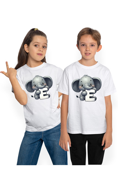 StoryGift Romania Tricou Copii Cu Un Elefantel Cu Litera "e", Ilustratie, Pen...