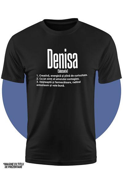 StoryGift Romania Tricou Copii Fete Cu Numele Denisa, Si Mesaj Motivational, Creativa, Desteapta, Curioasa,