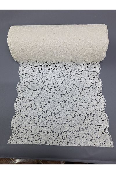 Başak Ev Tekstili Raft din dantela din PVC si capac dulap Runner Crema 35 Cm Latime