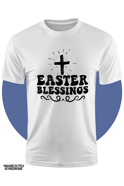 StoryGift Romania Tricou Copii Cu O Cruce Si Textul In Engleza "easter Blessings" - Binecuvantari De Paste 1