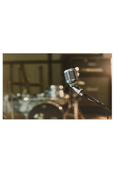 StoryGift Romania Tablou Canvas - Microfon Retro In Studio - Muzica, Inregistrare, Vintage, Sunet