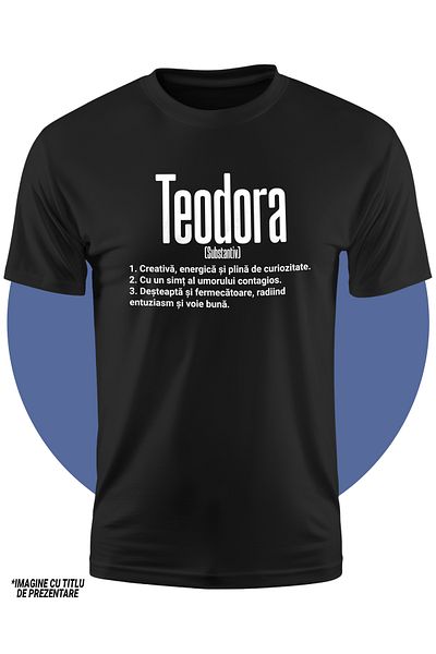 StoryGift Romania Tricou Copii Fete Cu Numele Teodora, Si Mesaj Motivational, Creativa, Desteapta, Curioasa,