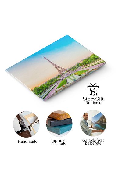 StoryGift Romania Tablou Canvas Turnul Eiffel Si Trocadero In Paris Eiffel, Franta, Trocadero, Fontane, Apa, Arhi