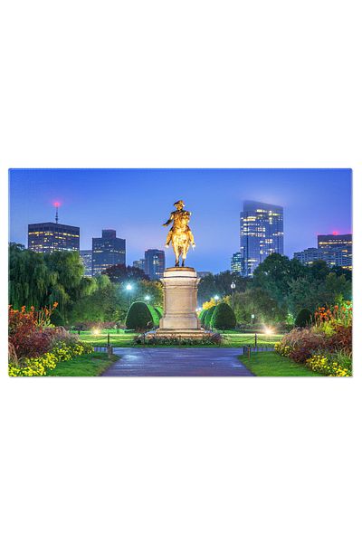 StoryGift Romania Canvas Tablou - Toamnă în Boston, Statuia lui George Washington, Grădină istorică