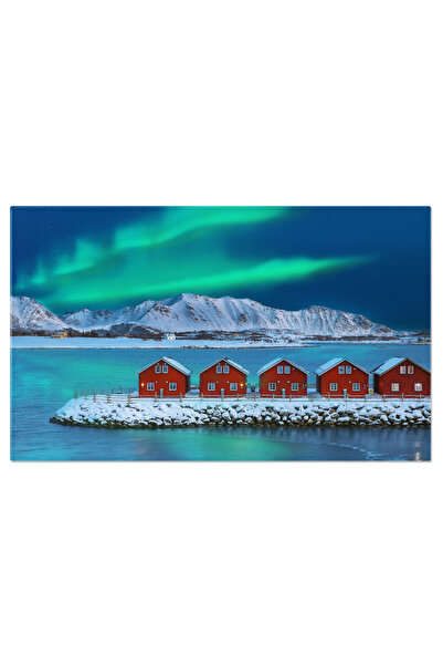 StoryGift Romania Tablou Canvas Peisaj Cu Case Traditionale Rosii, Casa, Rosu...