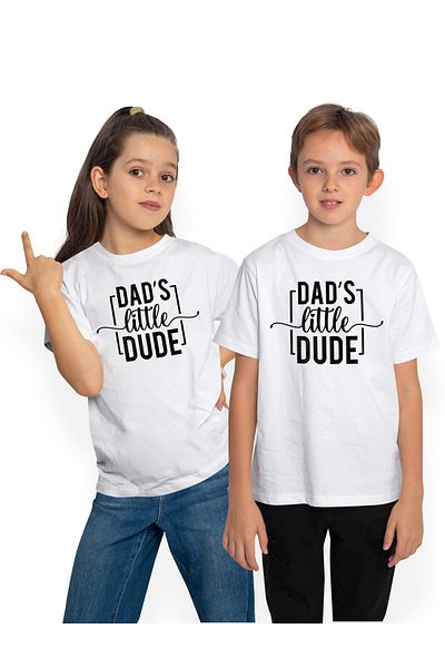 StoryGift Romania Tricou Copii Cu Textul In Engleza "dad's Little Dude" - Tipul Micut Al Tatalui Grija Pater