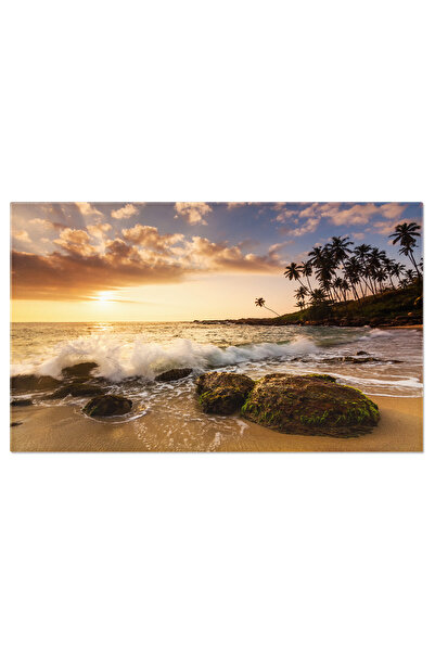 StoryGift Romania Tablou Canvas: Apus Cu Valuri In Sri Lanka