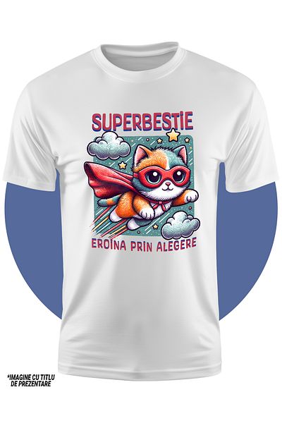 StoryGift Romania Tricou Copii Fete Super Bestie, SuperErou, Eroina Prin Alegere 100% Bumbac, Unisex, Alb, 4