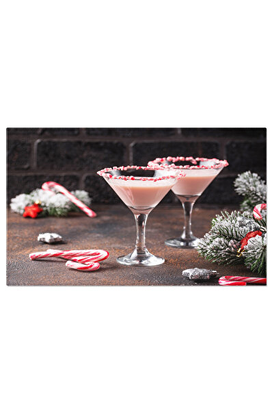 StoryGift Romania Tablou Canvas Bautura Eleganta Si Festiva Martini De Menta Roz Cu Margini Delicioase De Baston