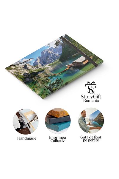 StoryGift Romania Tablou Canvas Lacul De Munte Braies In Alpii Dolomitilor, Italia O Imagine Idilica Cu Un Lac D