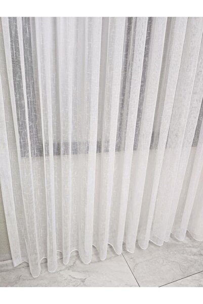 BBB Natural Linen Textured Stylish Tulle Curtain Ecru 1 E 3 Pleated Et5002Naturel