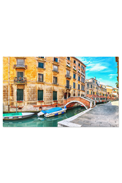 StoryGift Romania Tablou Canvas Venetia Cu Canale Inguste, Barci Si Gondole I...