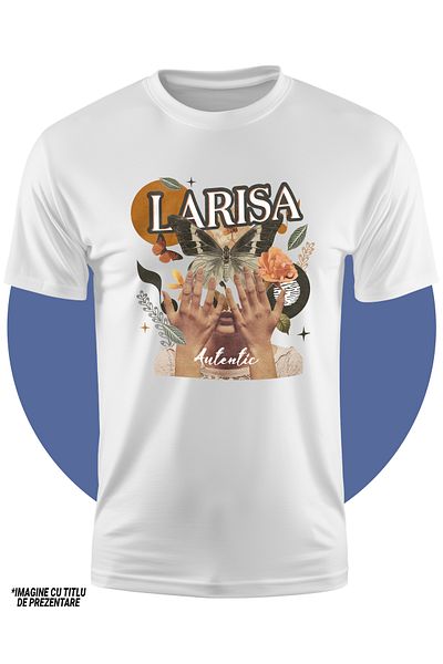 StoryGift Romania Tricou Copii Fete Cu Numele Larisa, Colaj Fata, Fluture, Flori, Cerc 100% Bumbac, Unisex,