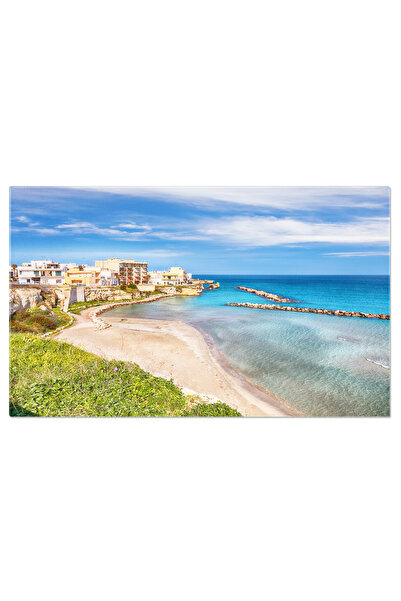 StoryGift Romania Tablou Canvas Otranto, Oras Costier In Puglia, Cu Marea Turcoaz Apa, Var, Italia, Arhitectura,
