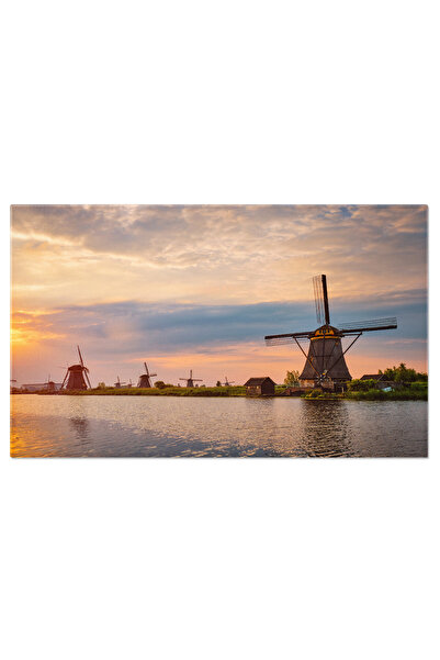 StoryGift Romania Tablou Canvas Peisaj Rural Olandez Cu Moara De Vant