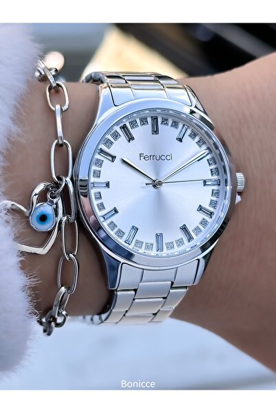 Ferrucci Milano Serisi, Çelik Kordon, Su Geçirmez, Gri Renk, Kadın Kol Saati ...