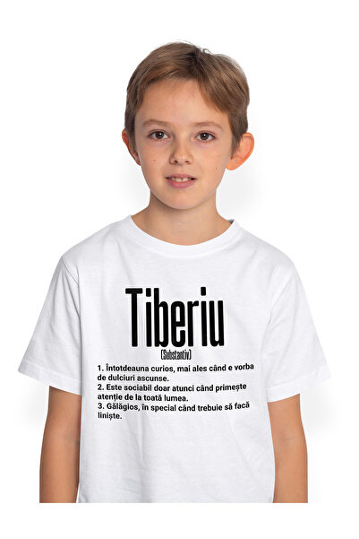 StoryGift Romania Tricou Copii Baieti Cu Numele Tiberiu, Cu Mesaj Amuzant, Cu...