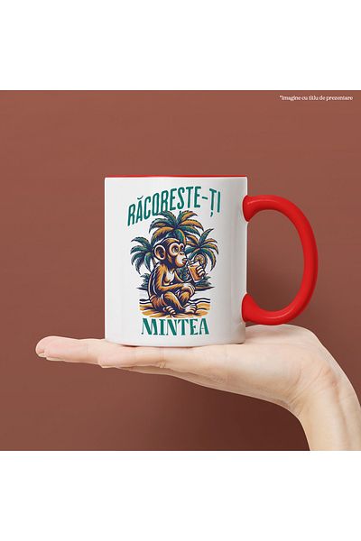 StoryGift Romania Cool your mind mug, summer vibes monkey relaxation, 330ml, Ceramic with M, With, STG