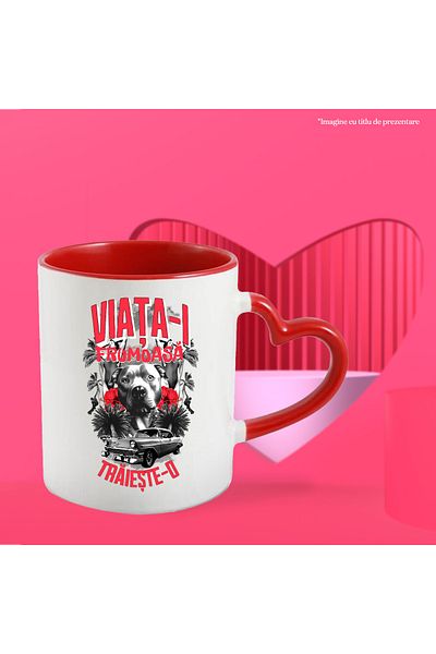 StoryGift Romania Dog Mug with motivational text LIFE IS BEAUTIFUL LIVE IT animal lovers, With ,STG