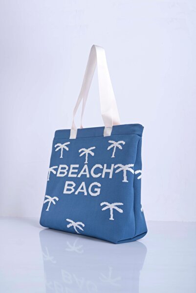 Sebir Moda Пляжна сумка з трикотажу з пальмовим візерунком