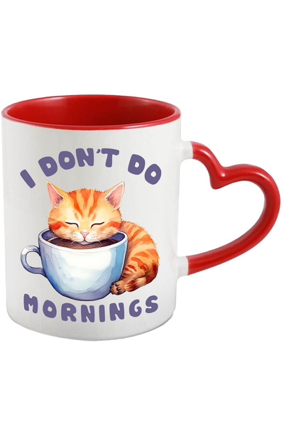 StoryGift Romania Cana cu pisica cu mesajul "I don't do mornings", ceasca cu ...